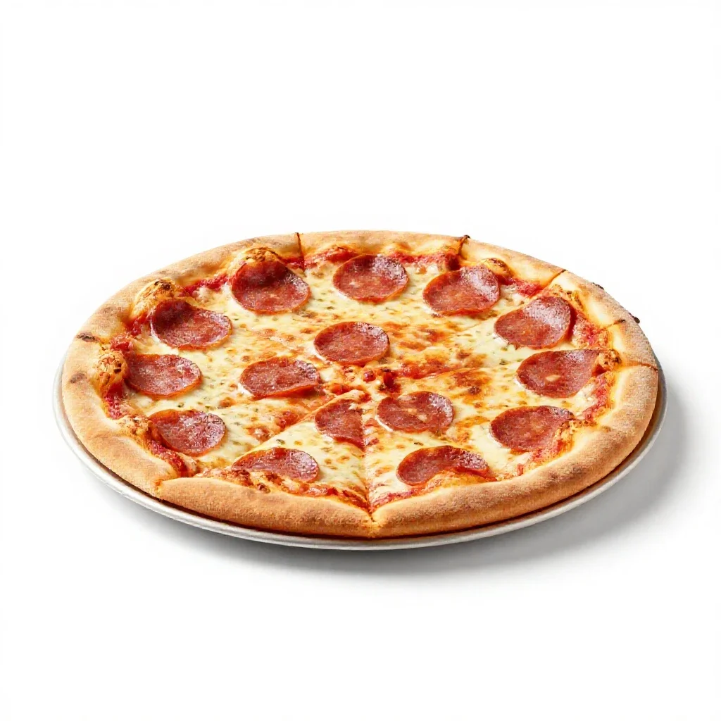 Pepperoni pizza isolated on a white background