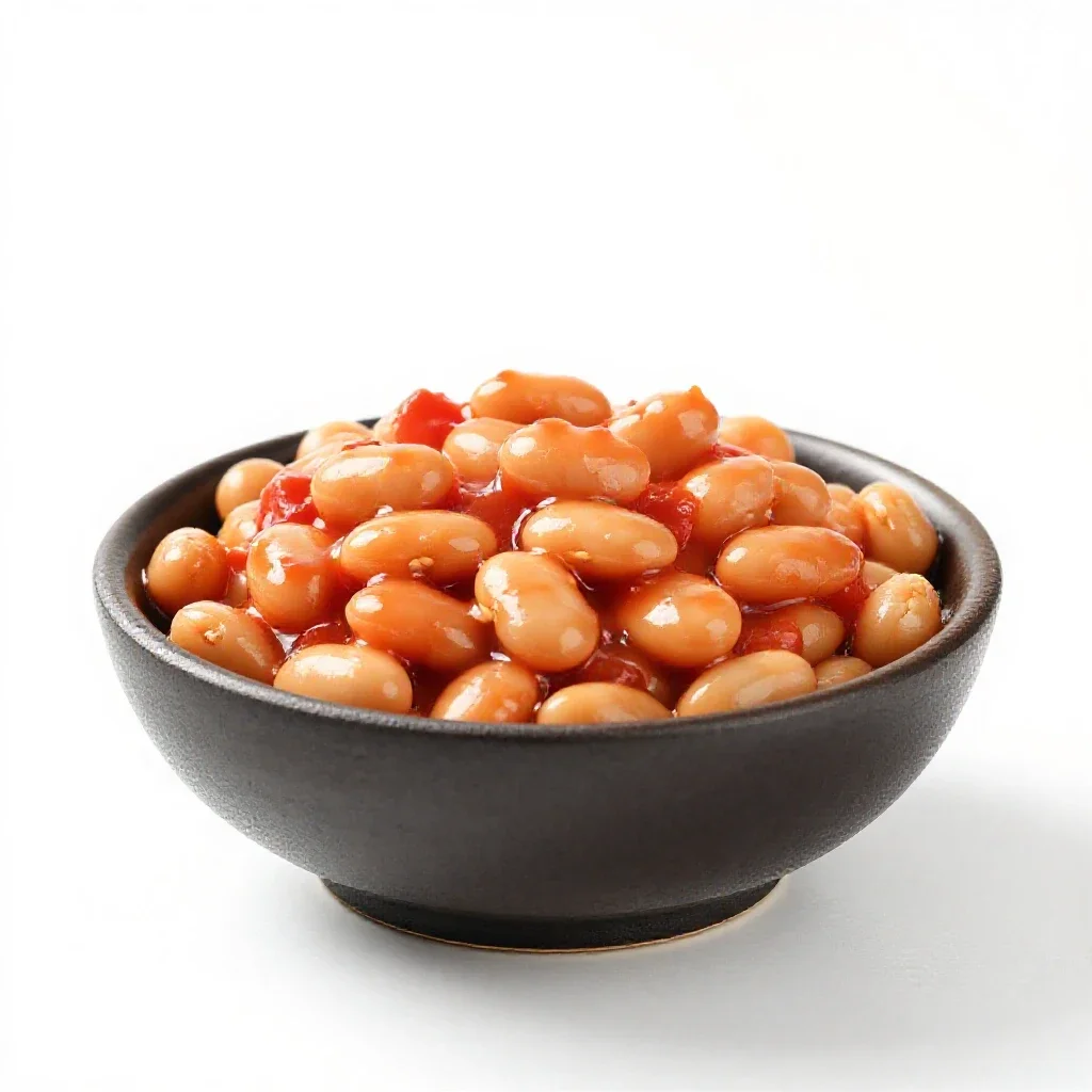 Pork and beans isolated on a white background