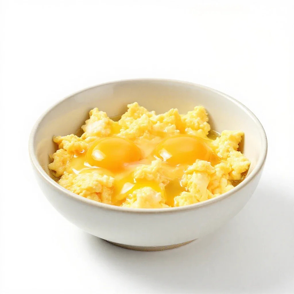 Scrambled eggs isolated on a white background