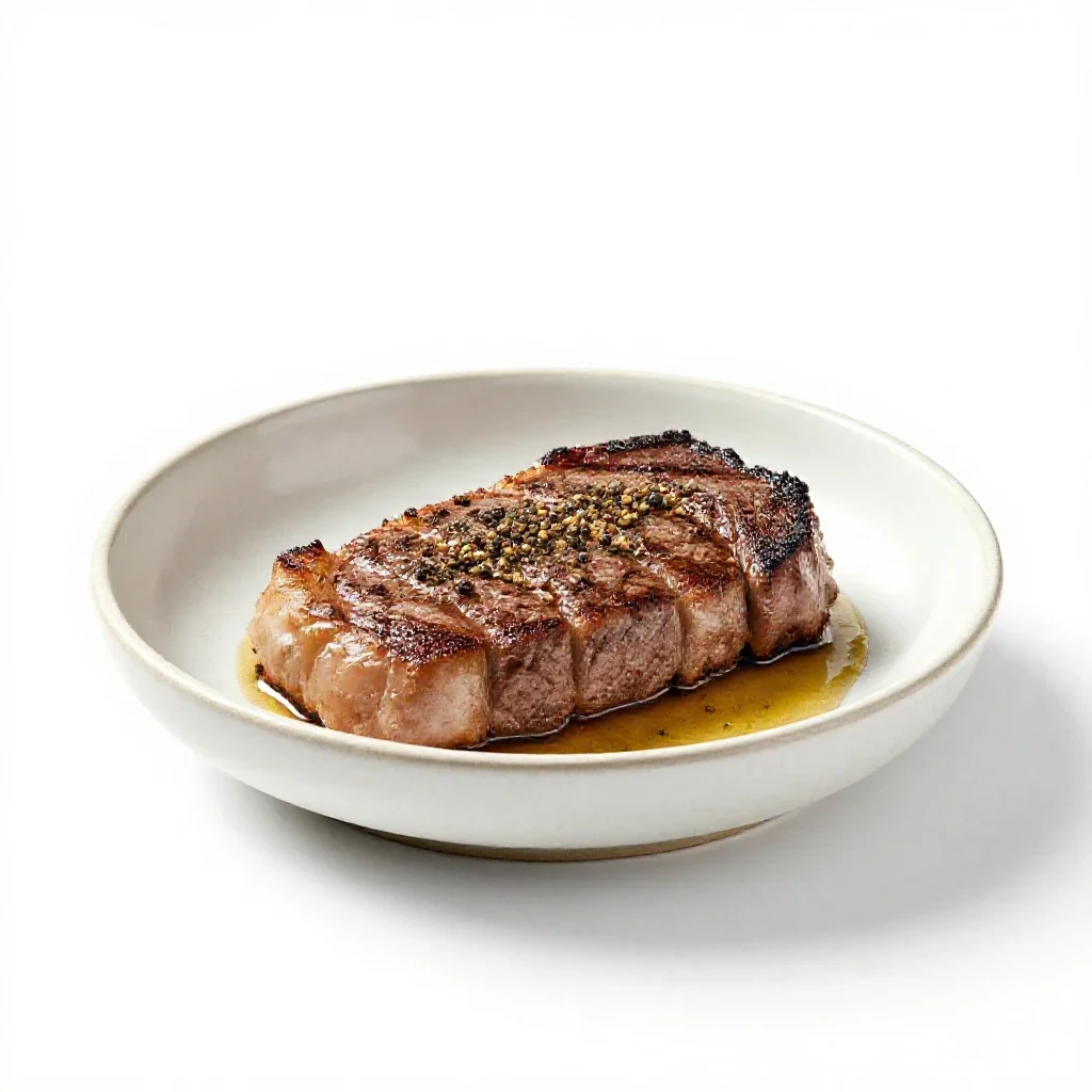 Steak au poivre isolated on a white background