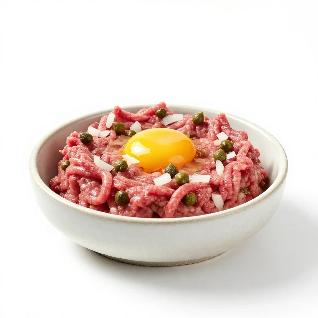 Steak tartare isolated on a white background