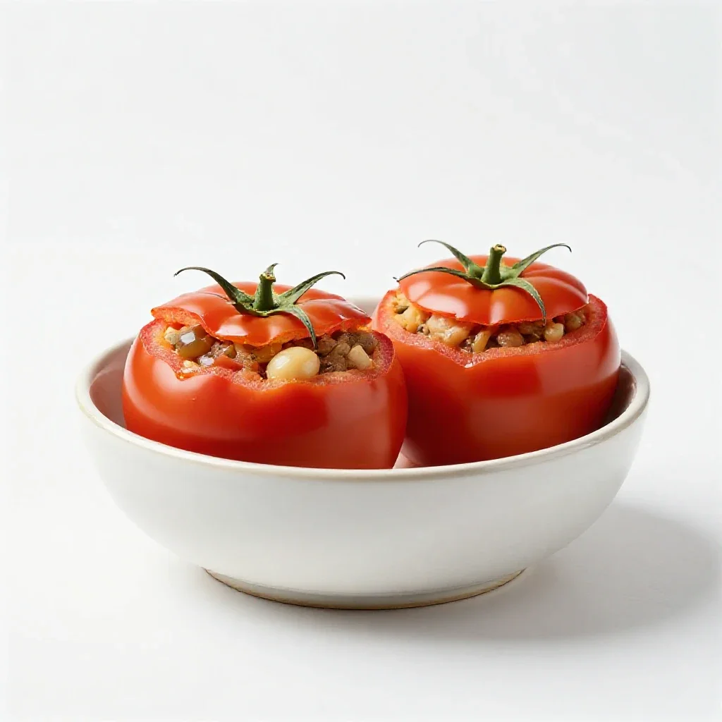 Stuffed tomato isolated on a white background