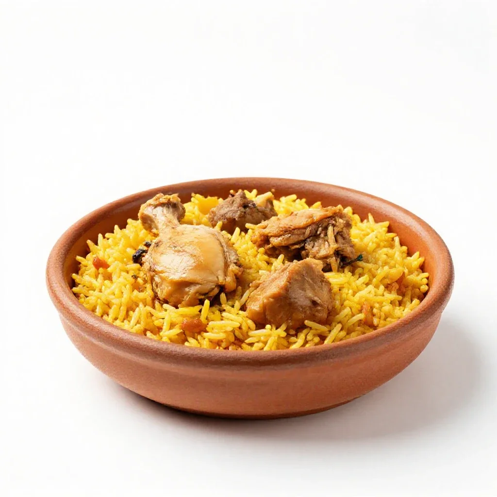 Arroz con pollo isolated on a white background