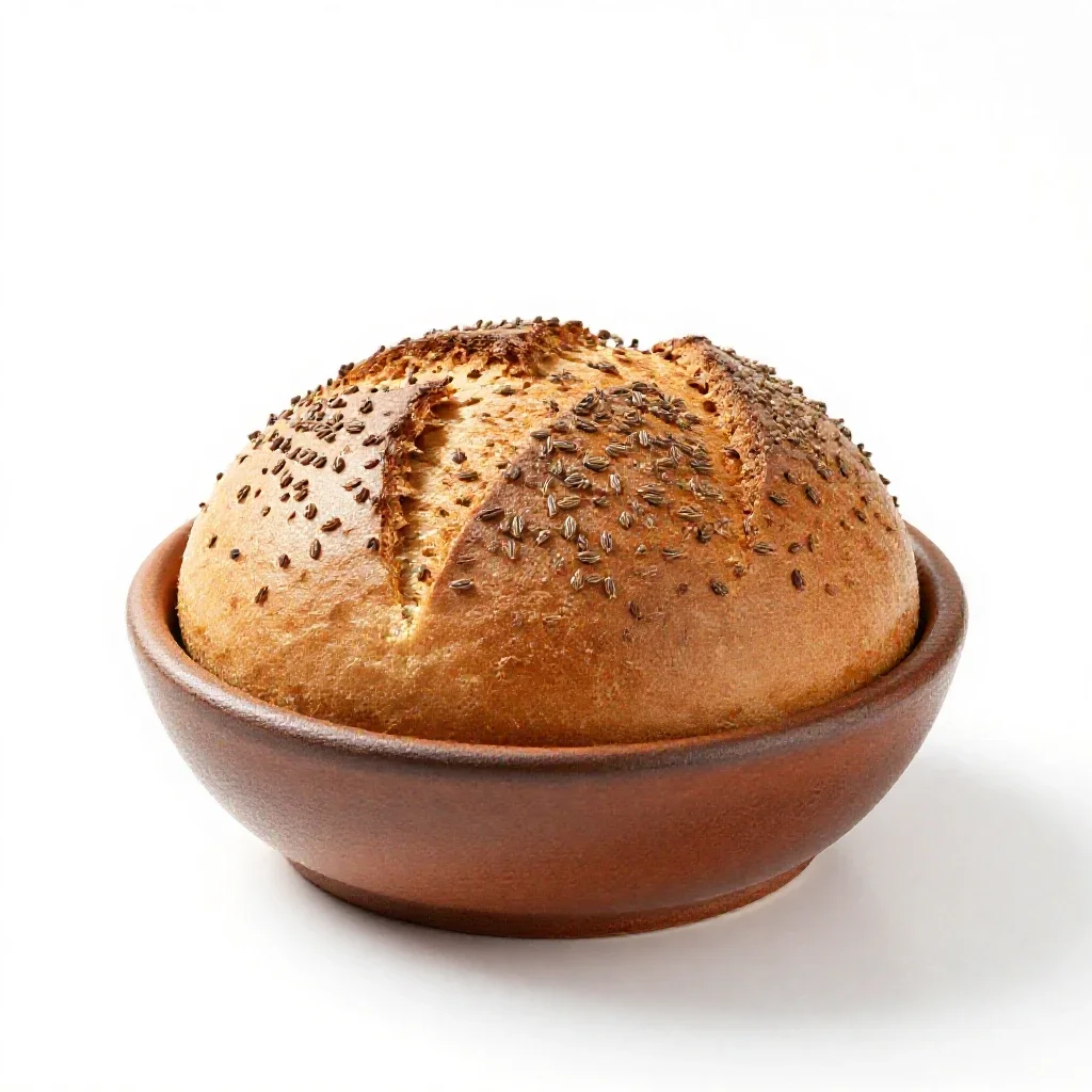 Caraway seed bread isolated on a white background