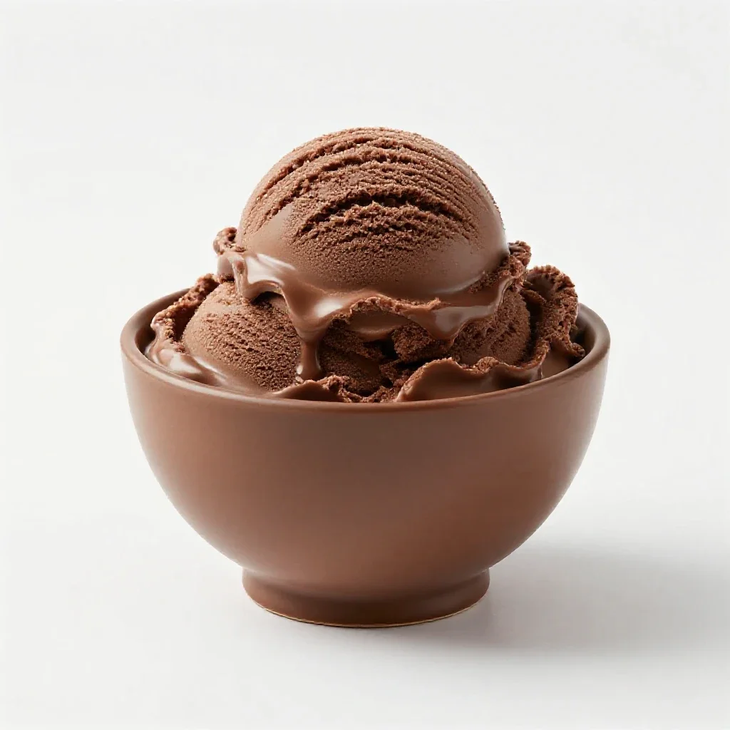 Chocolate ice cream isolated on a white background