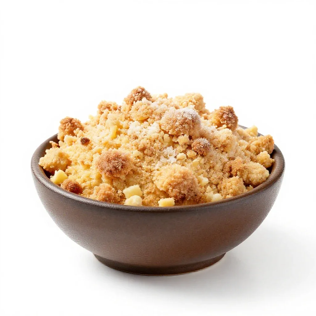 Crumb cake isolated on a white background