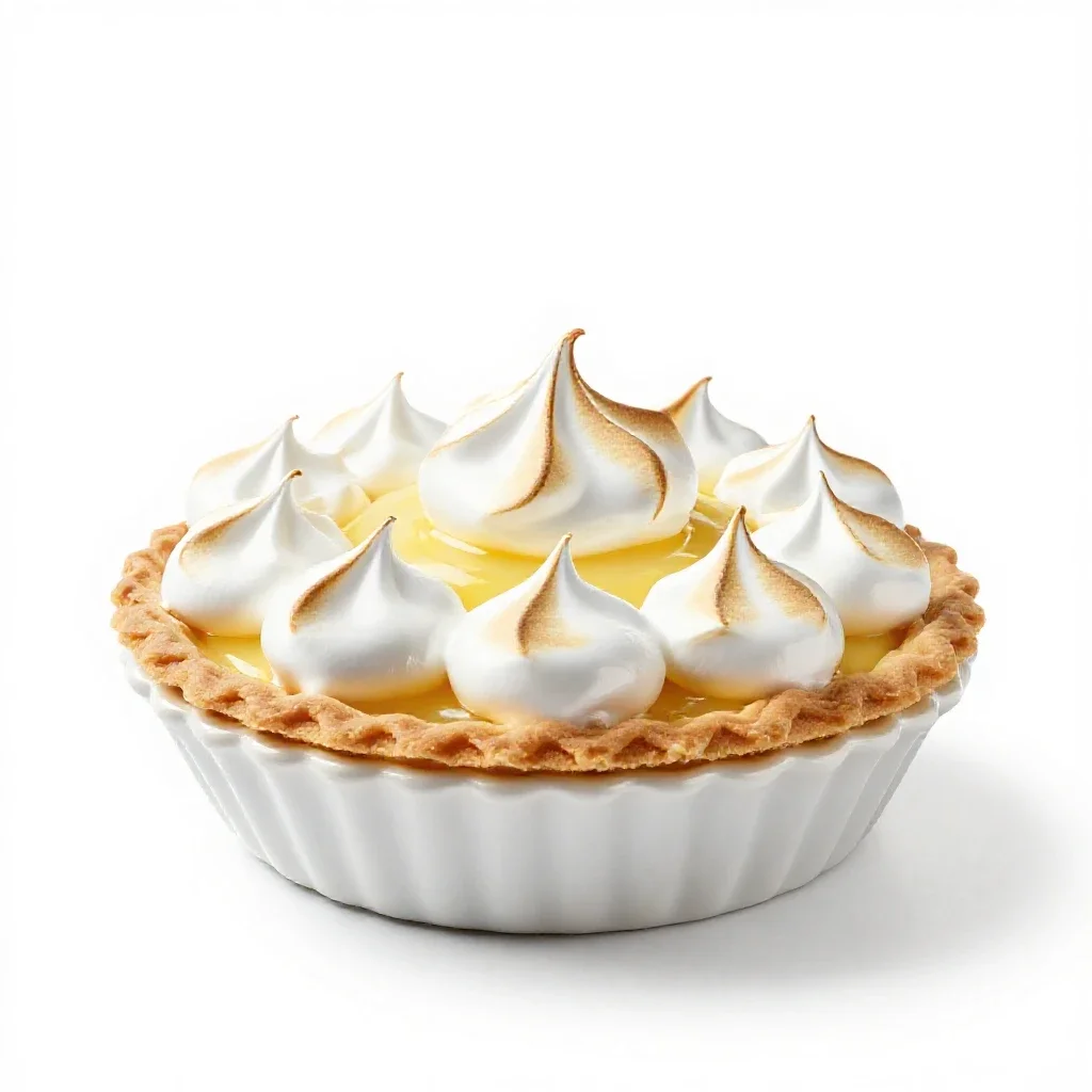 Lemon meringue pie isolated on a white background