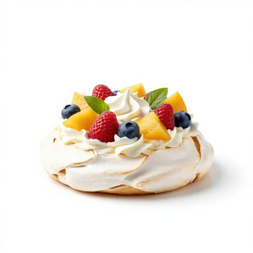 Pavlova isolated on a white background