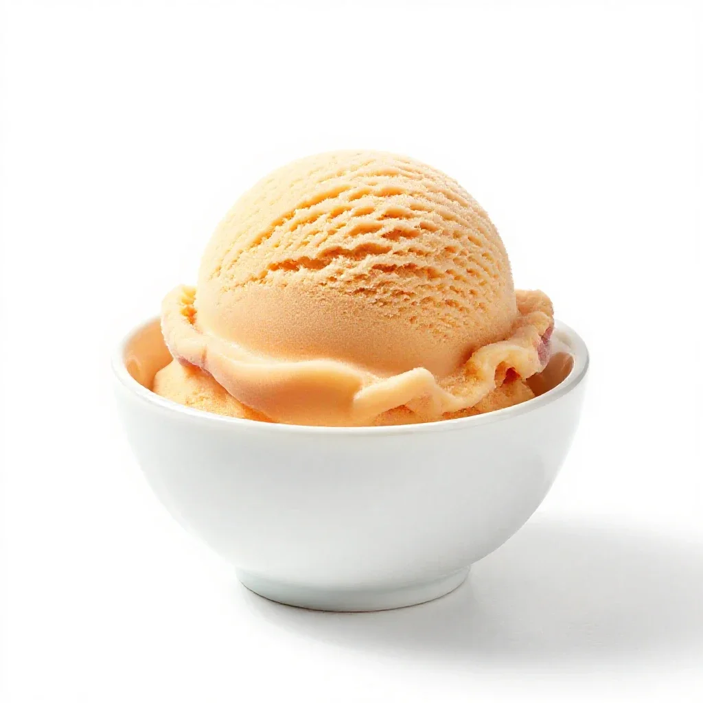 Peach ice cream isolated on a white background