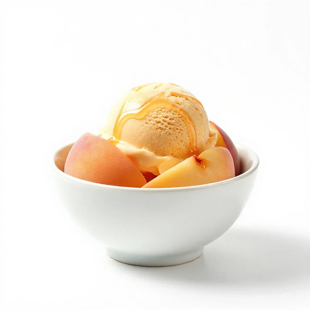 Peach melba isolated on a white background