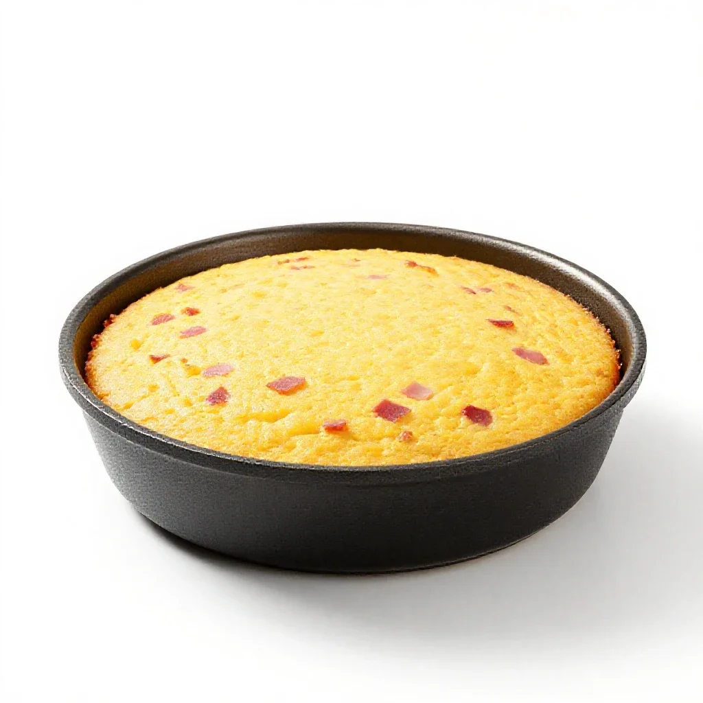 Skillet corn bread isolated on a white background
