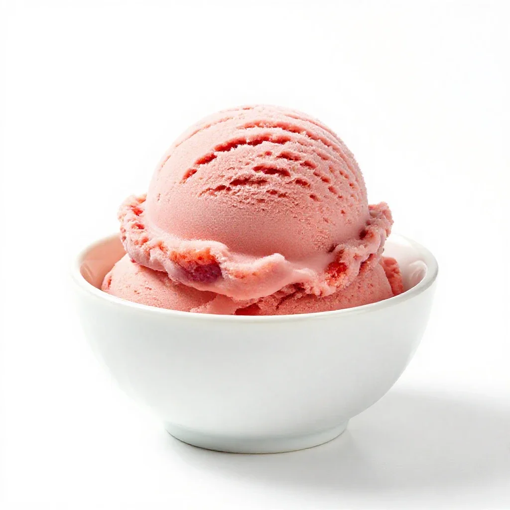 Strawberry ice cream isolated on a white background