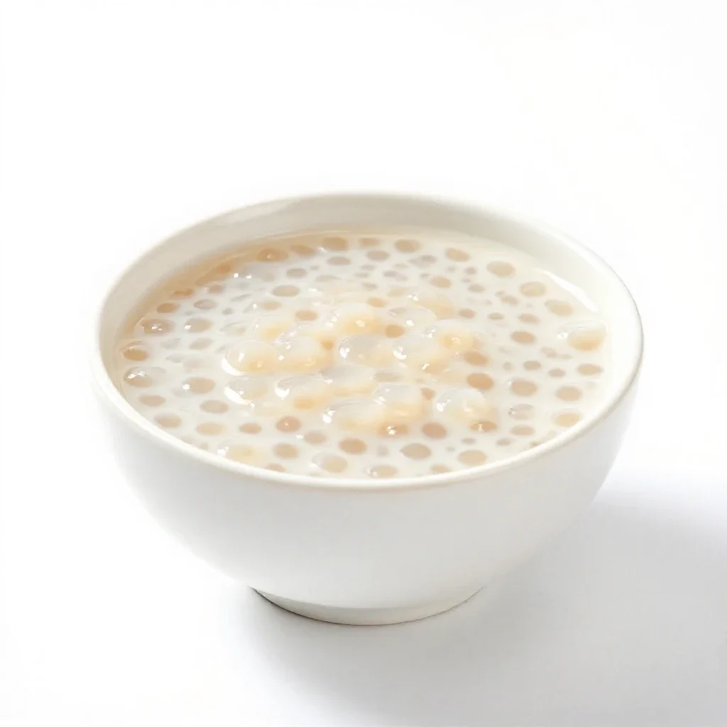 Tapioca pudding isolated on a white background