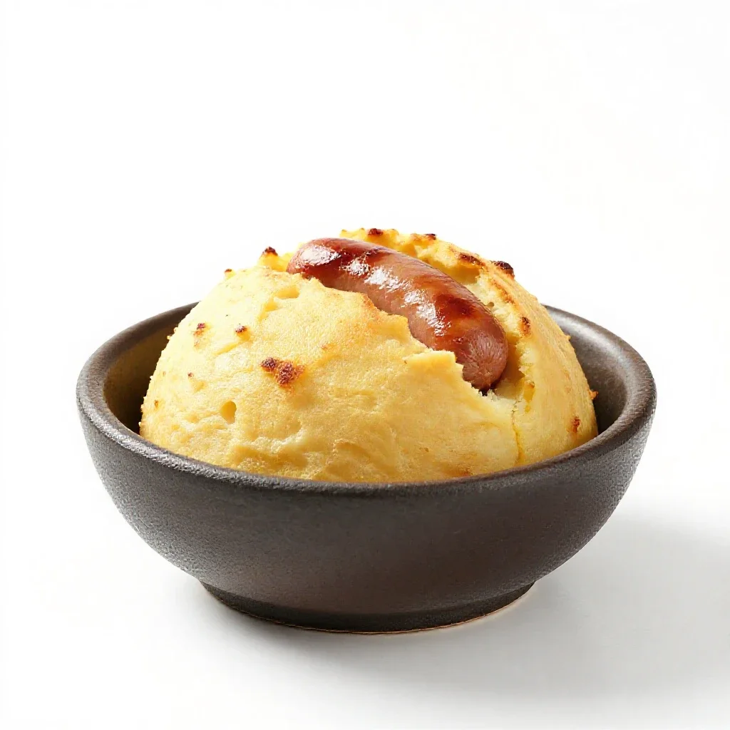 Toad-in-the-hole isolated on a white background