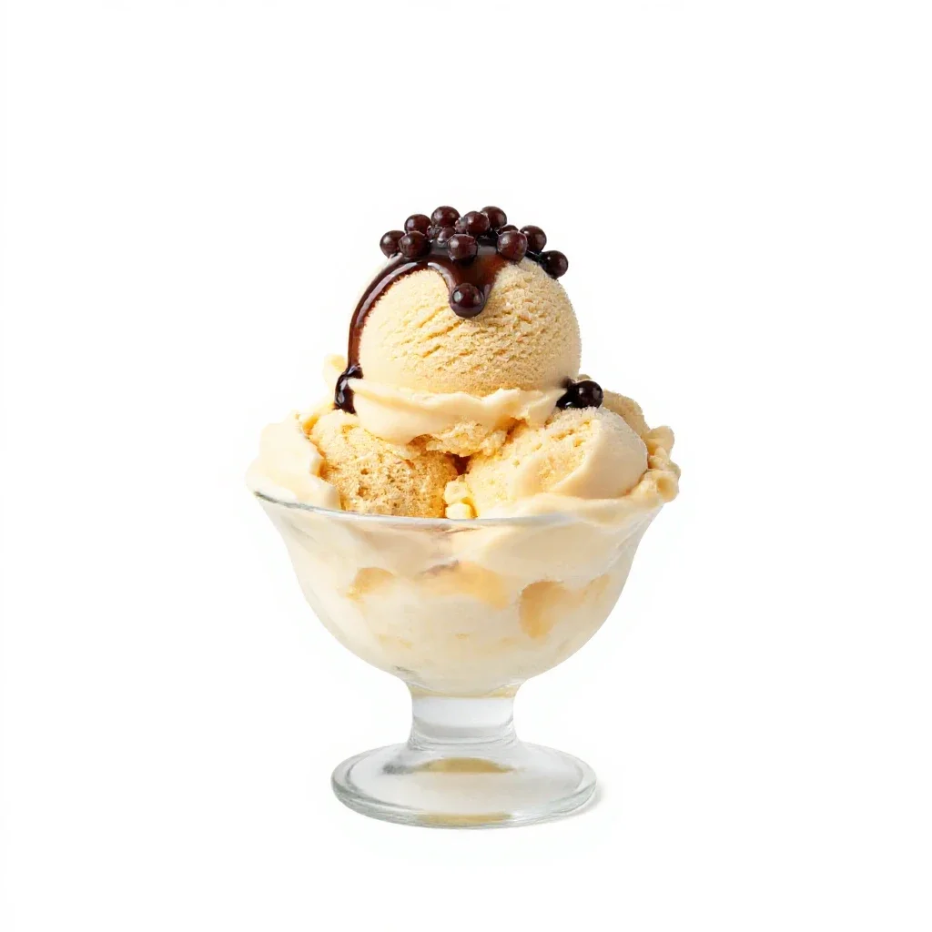 Ice-cream sundae isolated on a white background