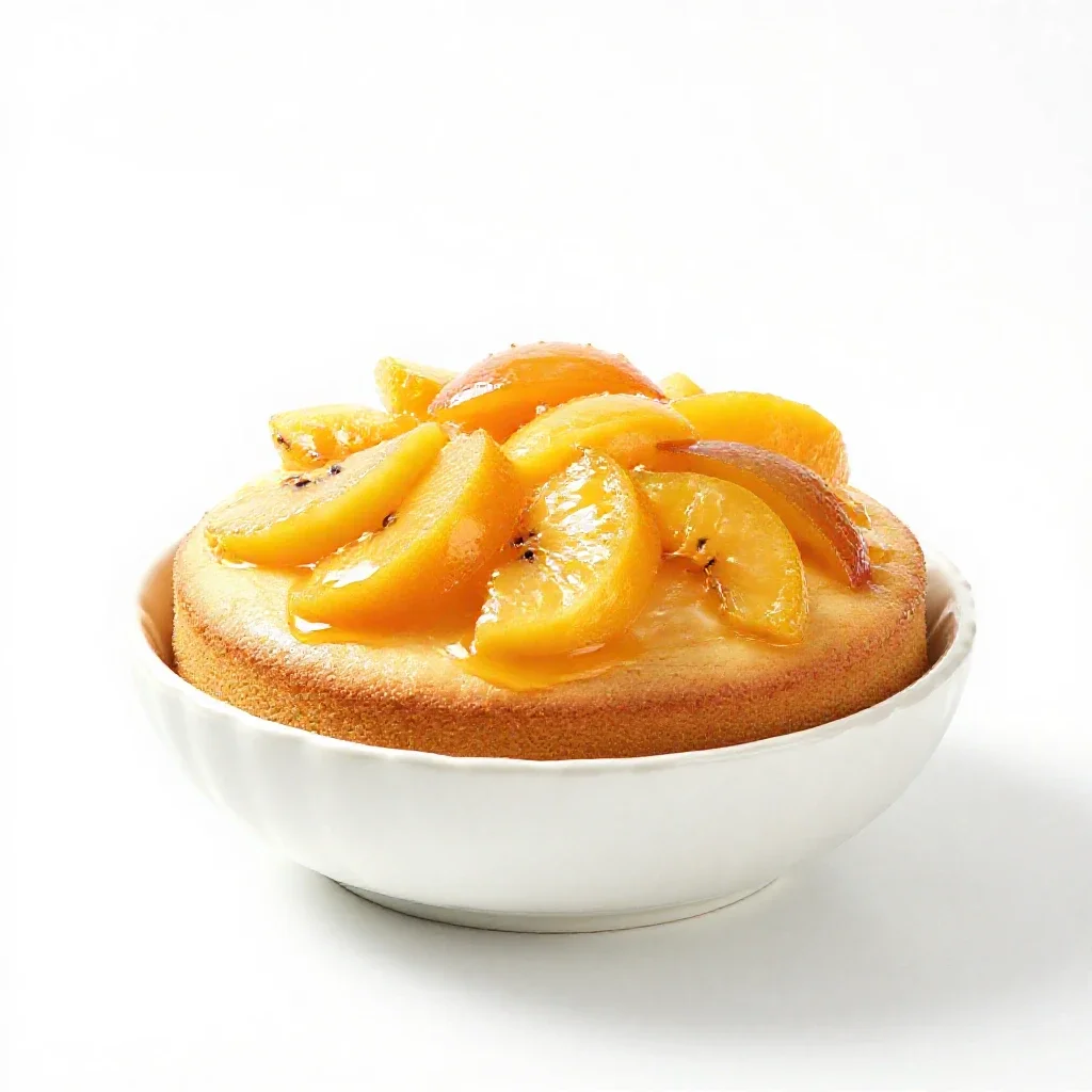 Upside-down cake isolated on a white background