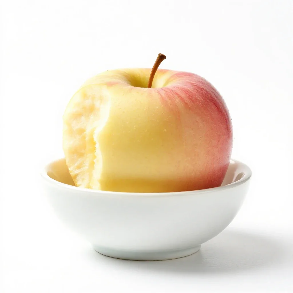 Eating apple isolated on a white background