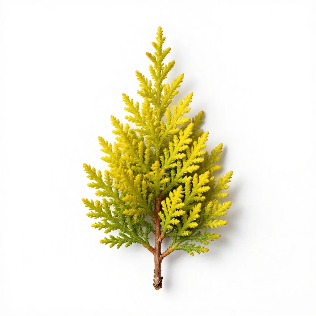 Yellow cypress isolated on a white background