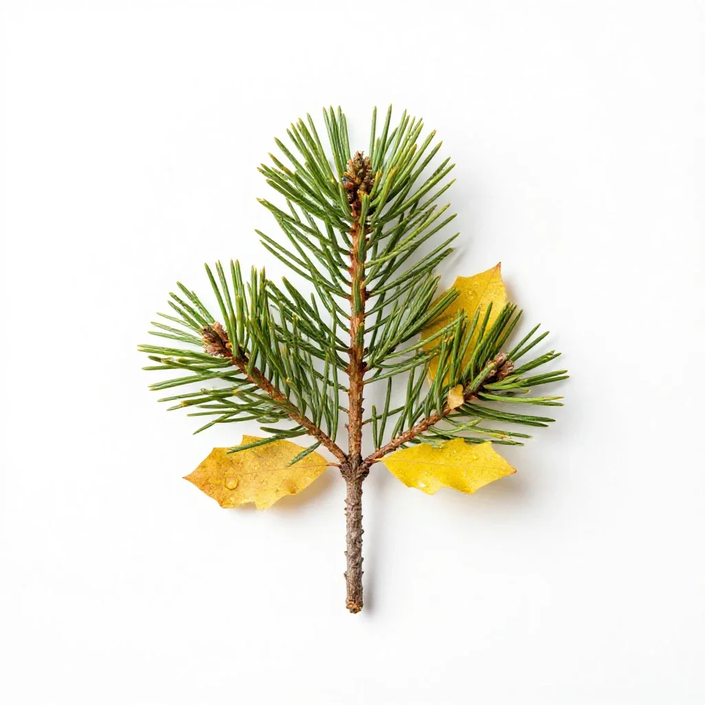 Yellow-leaf sickle pine isolated on a white background
