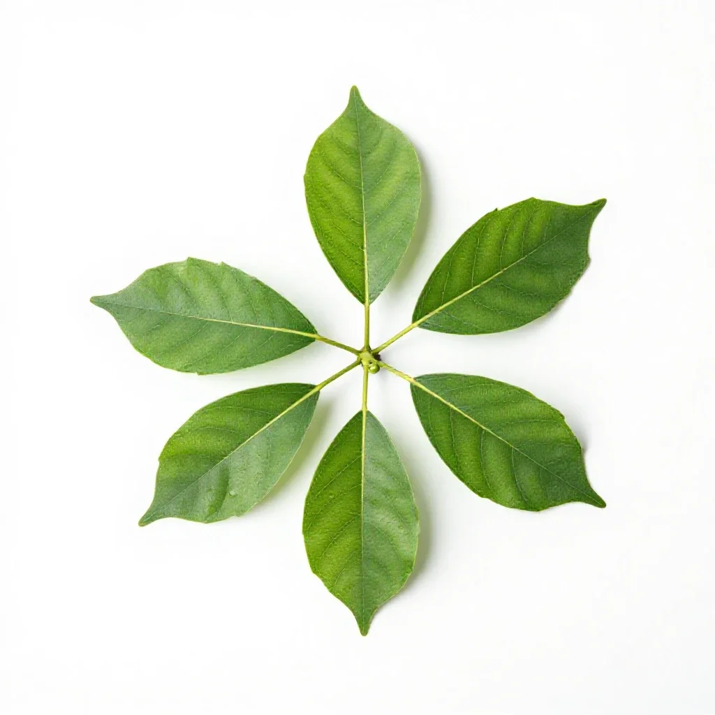Earleaved umbrella tree isolated on a white background
