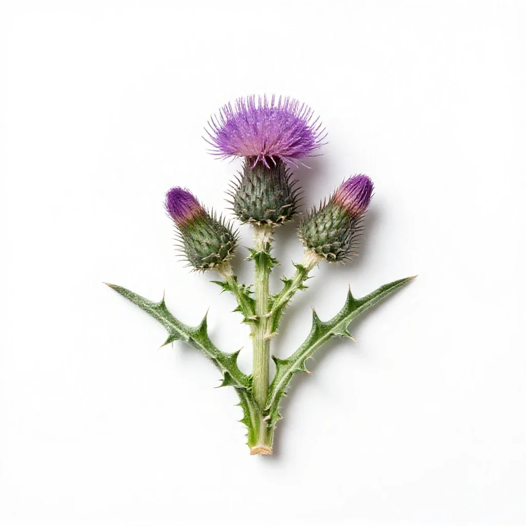 Common carline thistle isolated on a white background