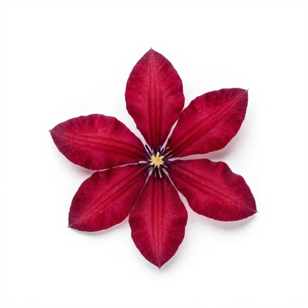 Scarlet clematis isolated on a white background