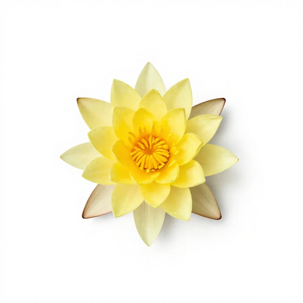 Yellow water lily isolated on a white background