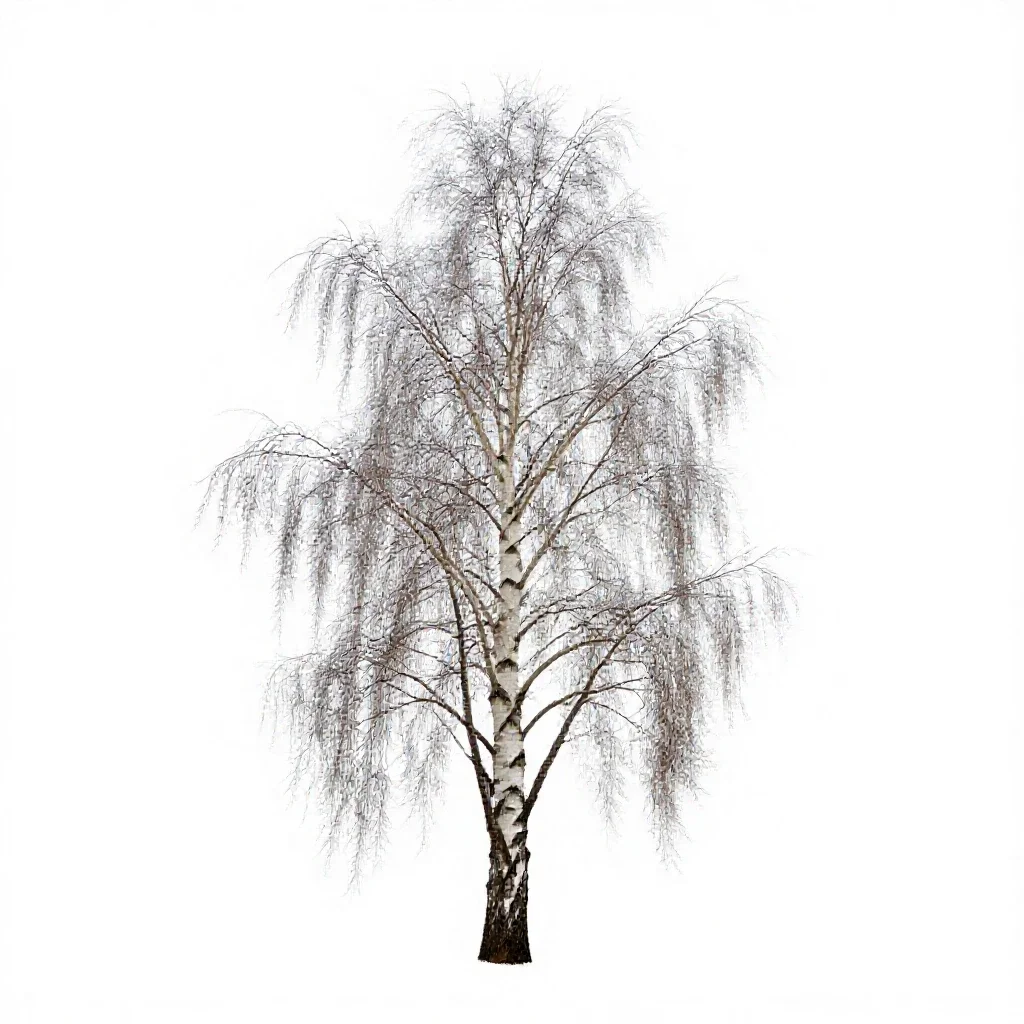 Downy birch isolated on a white background