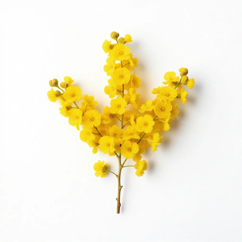 Golden wattle isolated on a white background