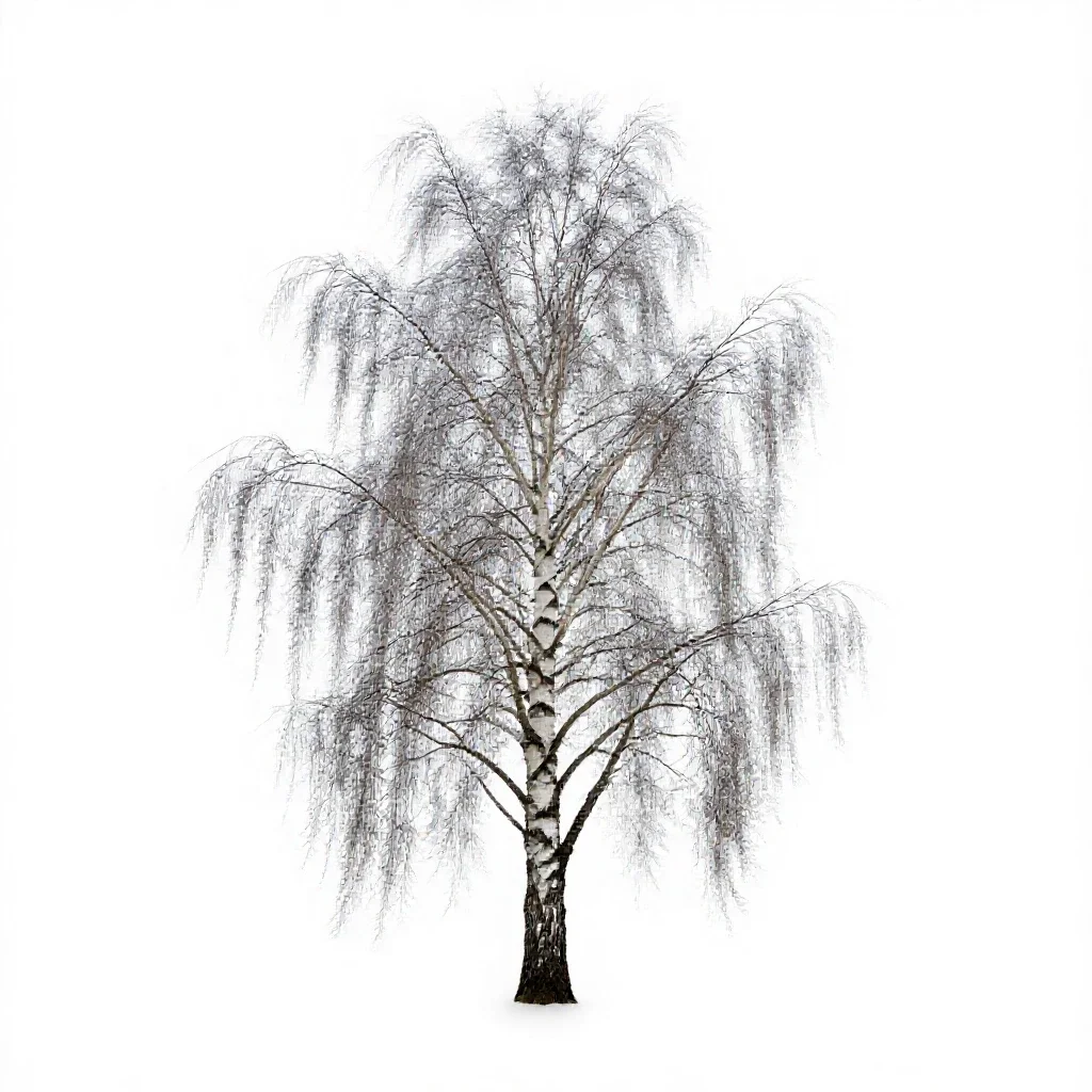 Silver birch isolated on a white background