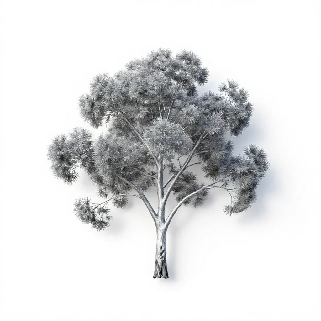 Silver tree isolated on a white background