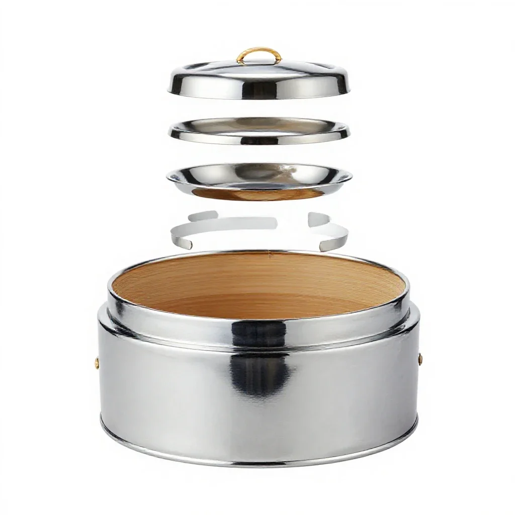 Bamboo steamer basket isolated on a white background