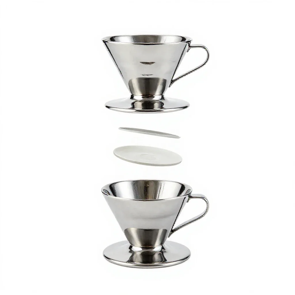 Ceramic pour-over dripper isolated on a white background