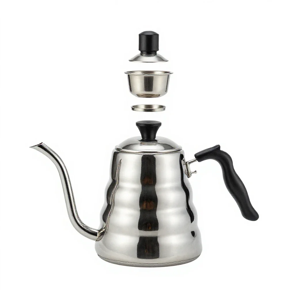 Gooseneck pour-over kettle isolated on a white background