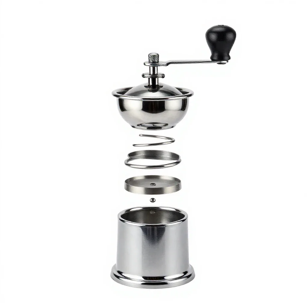 Hand-crank coffee grinder isolated on a white background