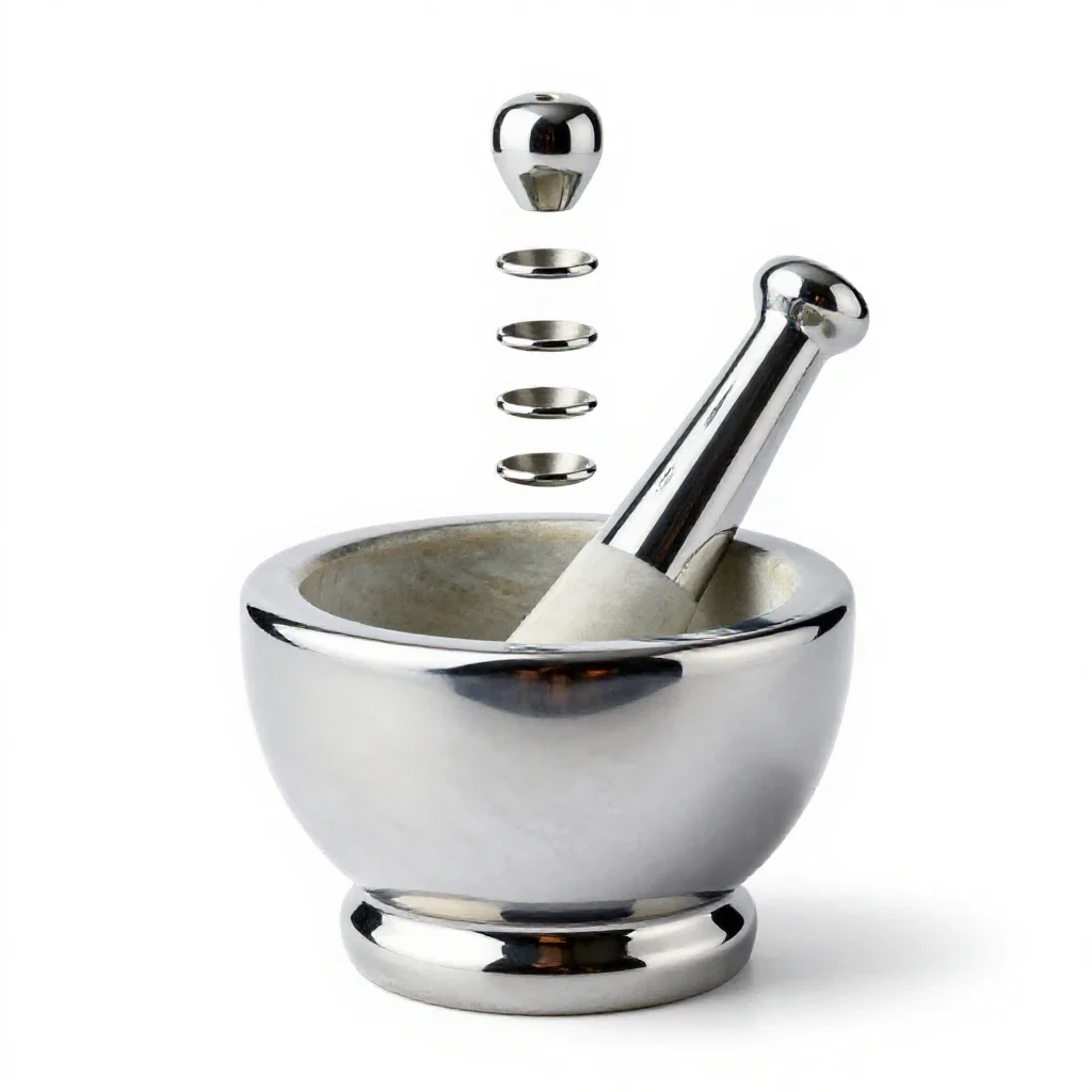 Marble mortar and pestle isolated on a white background