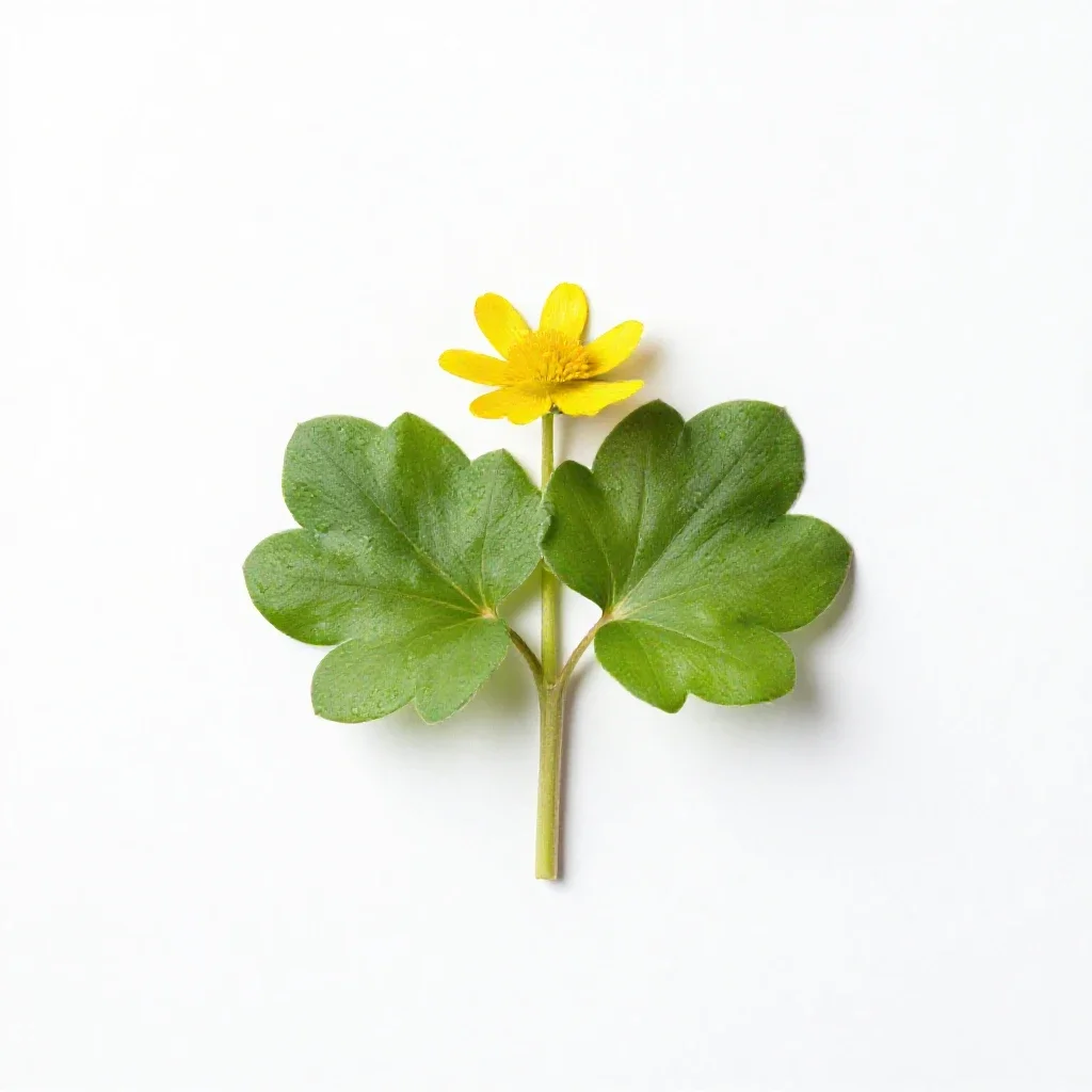 Lesser celandine isolated on a white background