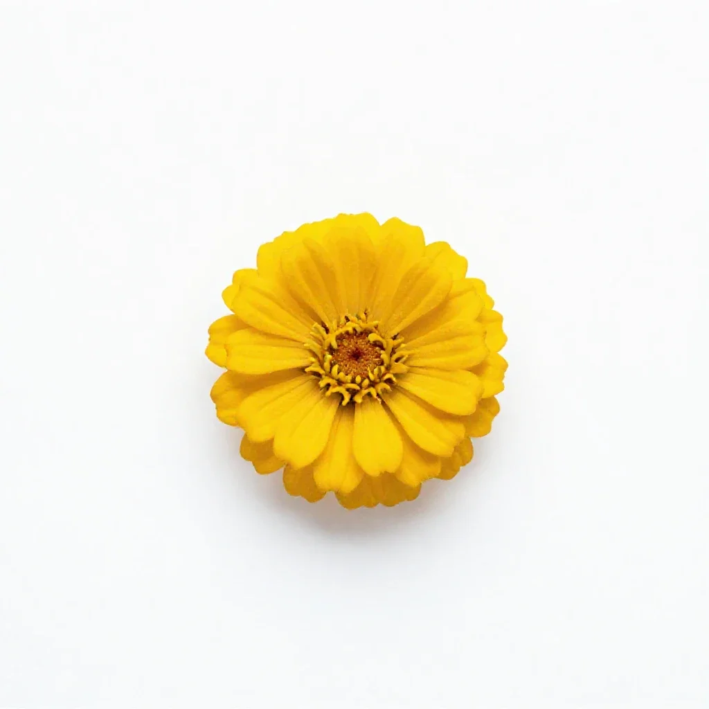 Little golden zinnia isolated on a white background