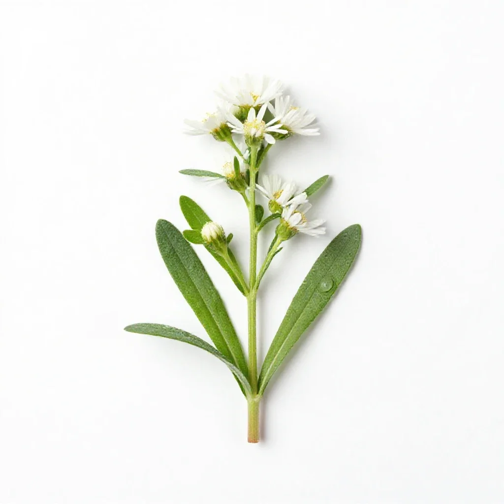 Narrow-leaved white-topped aster isolated on a white background