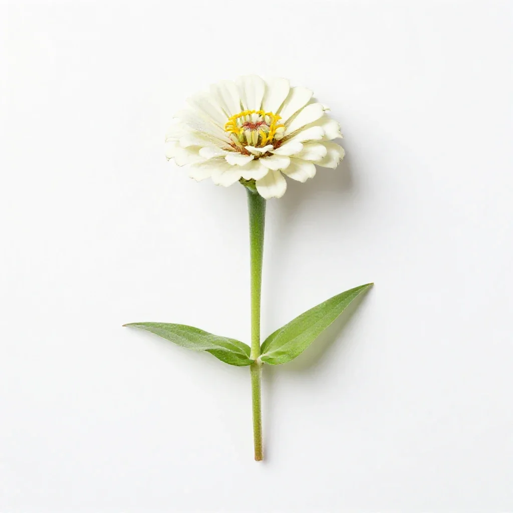White zinnia isolated on a white background