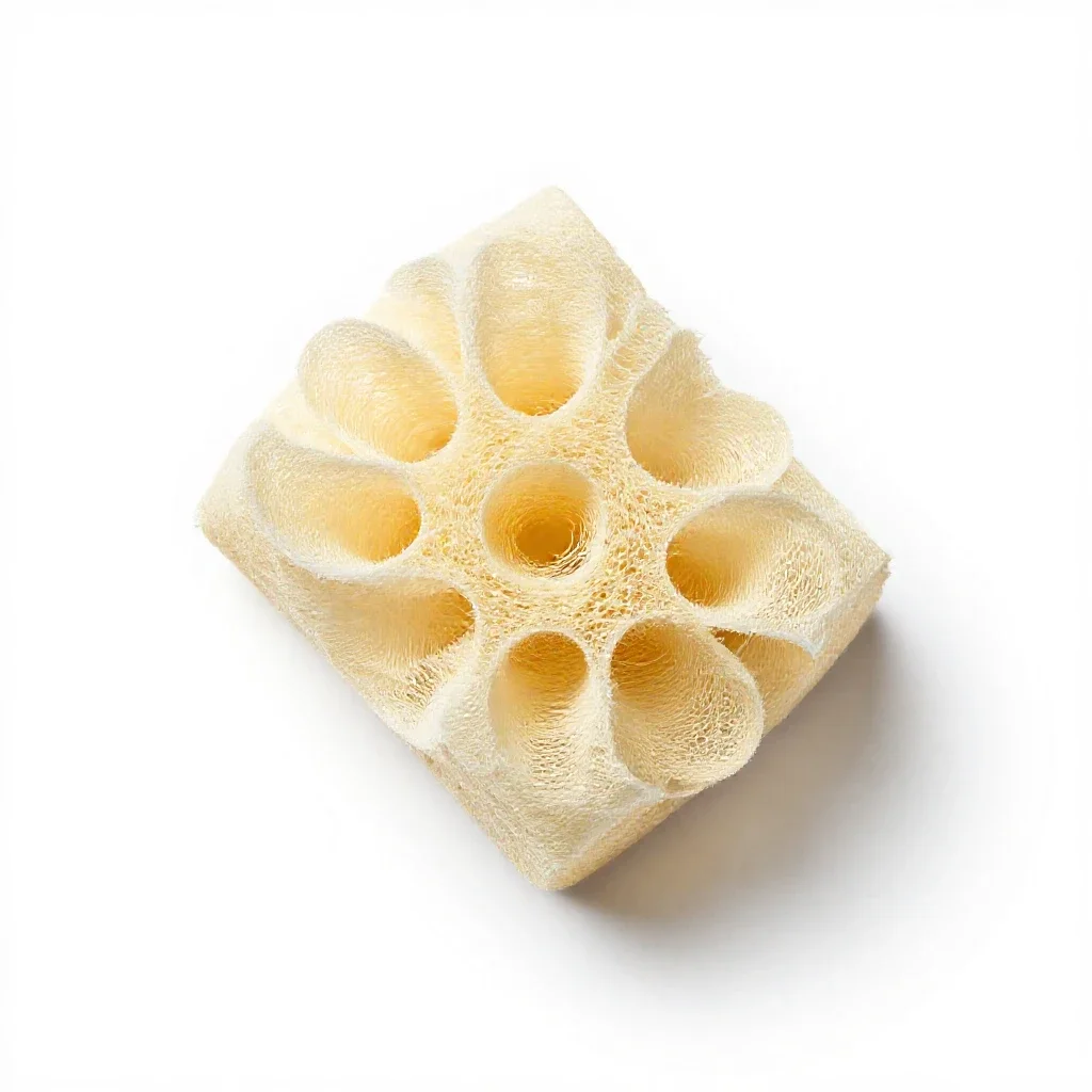Angled loofah isolated on a white background