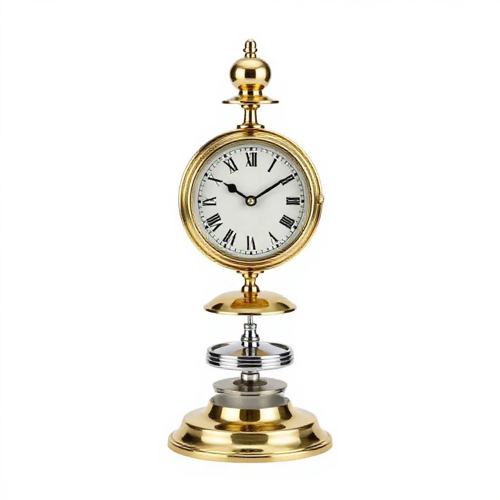 Brass carriage clock isolated on a white background