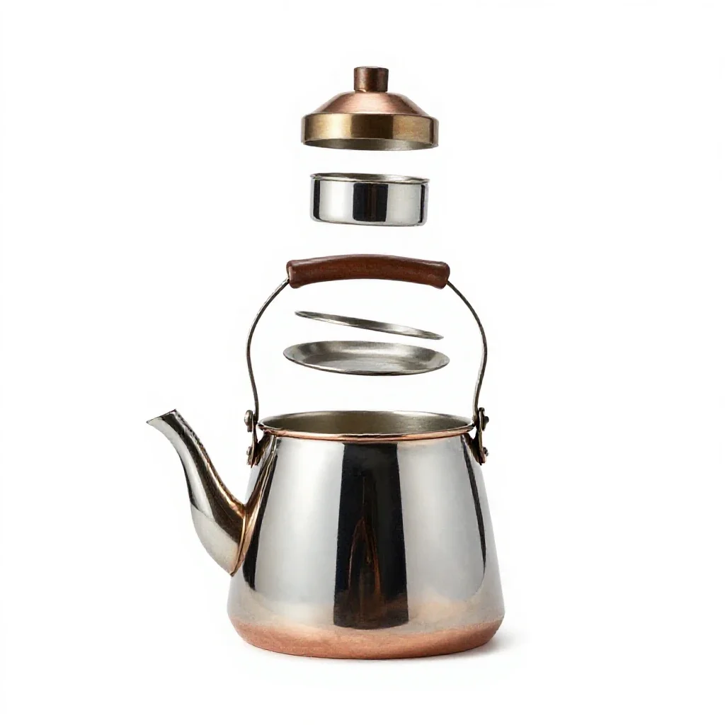 Copper kettle with patina isolated on a white background
