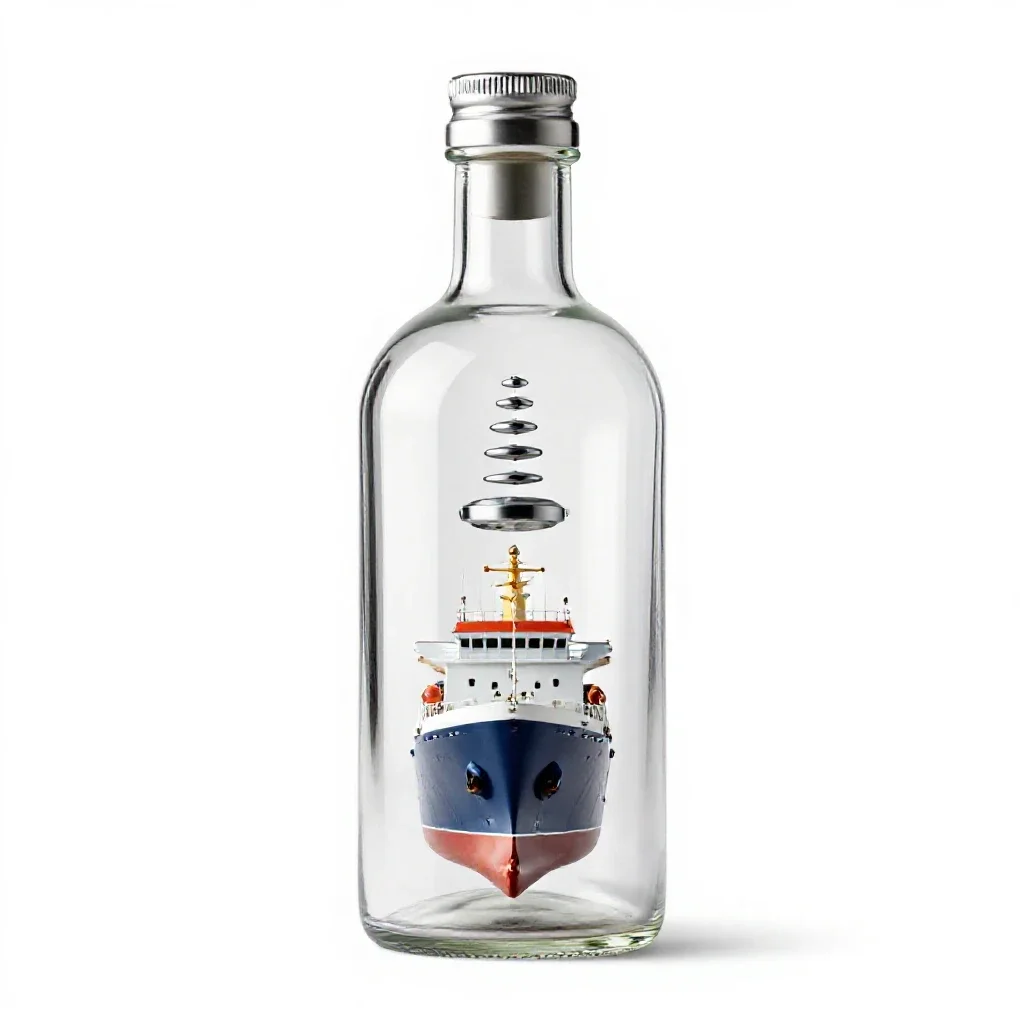 Ship in a bottle isolated on a white background