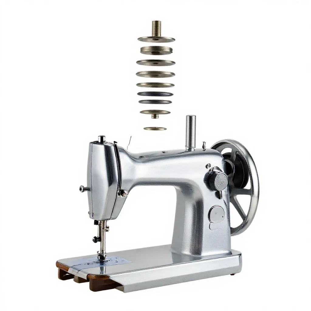 Treadle sewing machine isolated on a white background