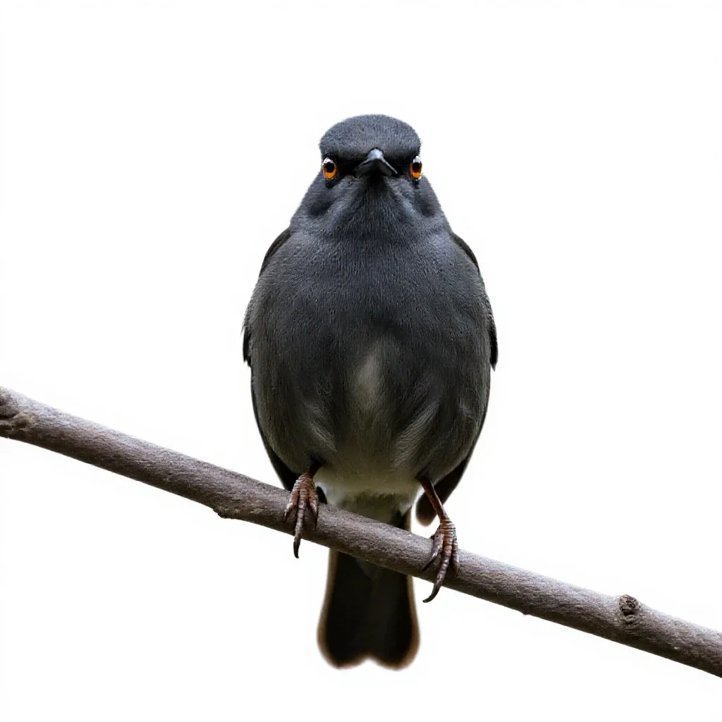Bellbird on a branch isolated on a white background
