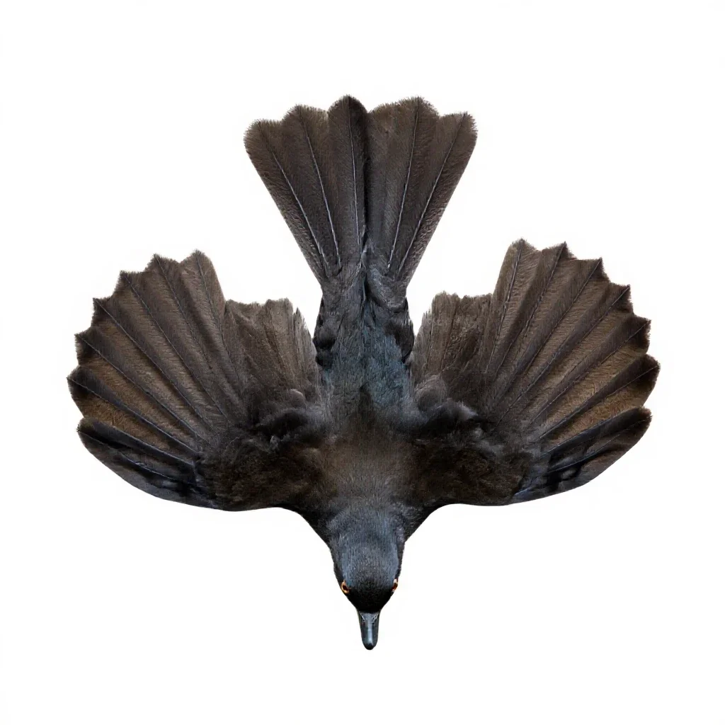 Fantail with its tail spread isolated on a white background