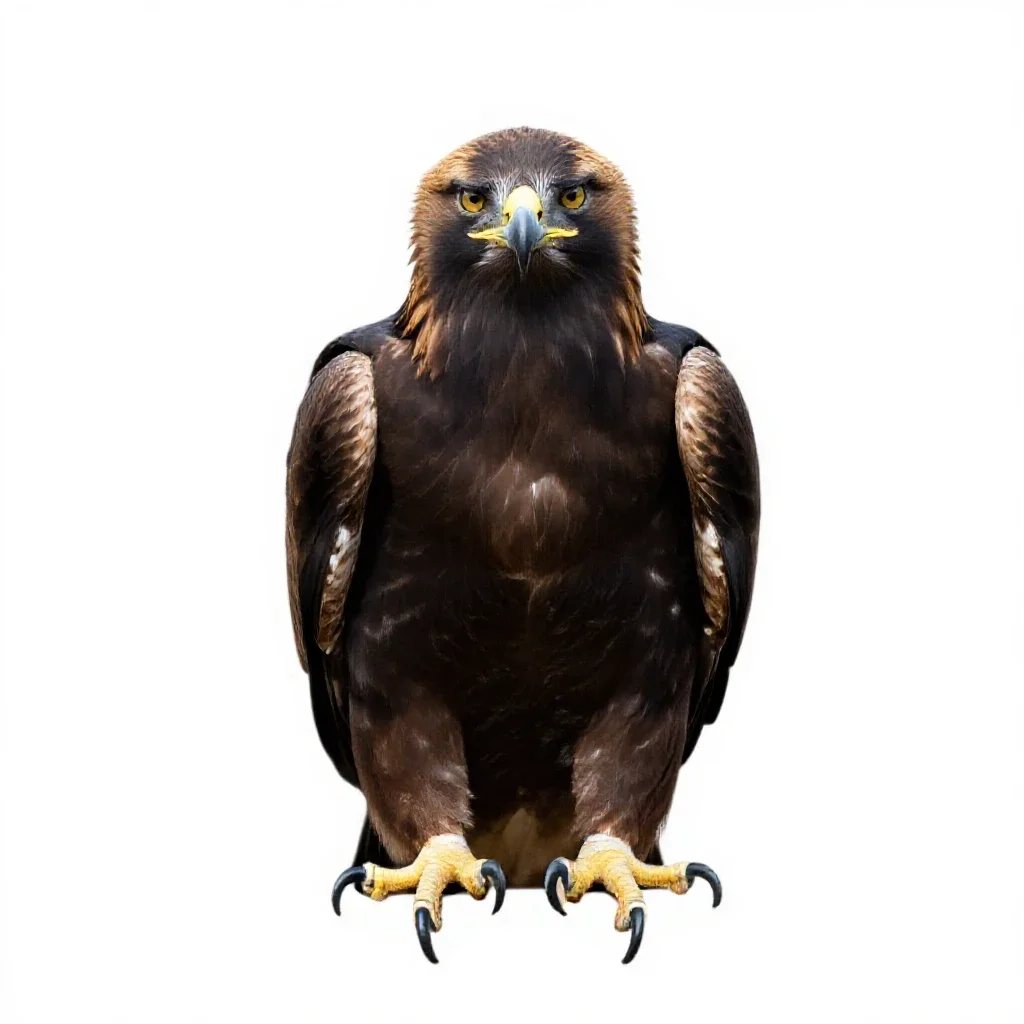 Golden eagle perched isolated on a white background
