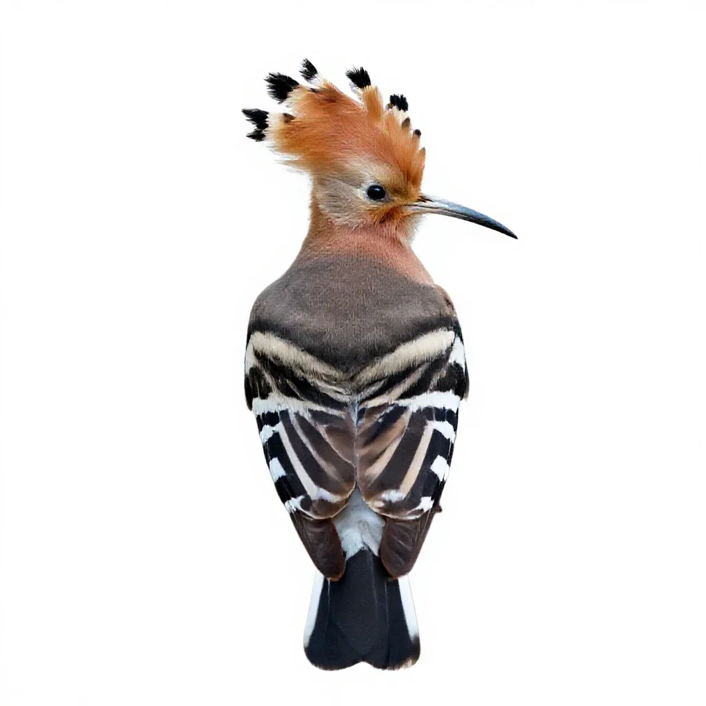 Hoopoe with its crest raised isolated on a white background