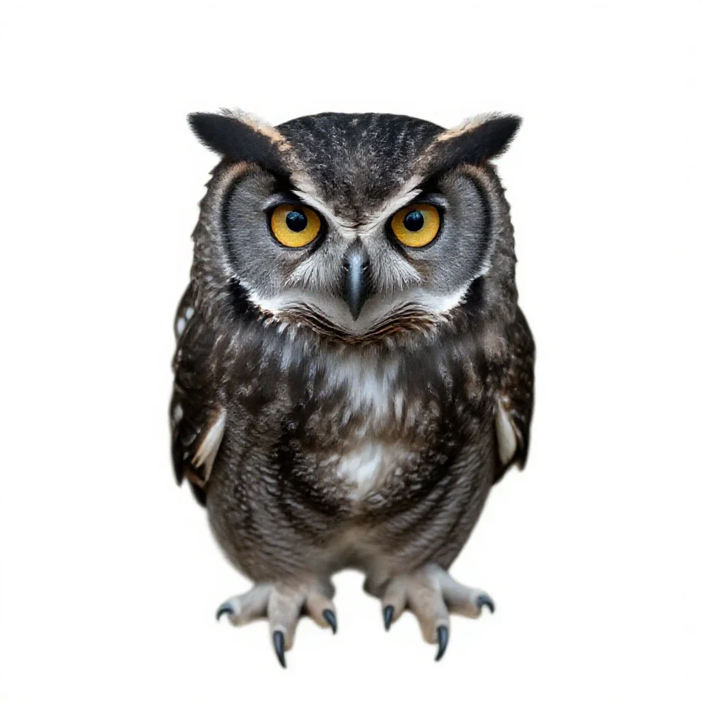 Morepork owl isolated on a white background